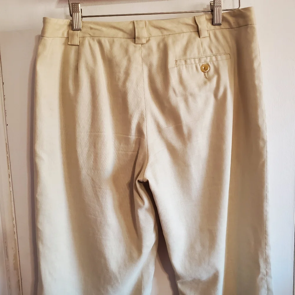 VTG Y2k Banana Republic Linen Blend Wide Leg Pants Size 8 Safari Resort Boho